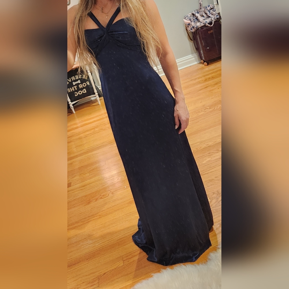 Navy blue silk ballgown
